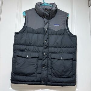 Patagonia Slingshot Down Puffer Vest Mens Size S Gray Black Western Yoke Classic